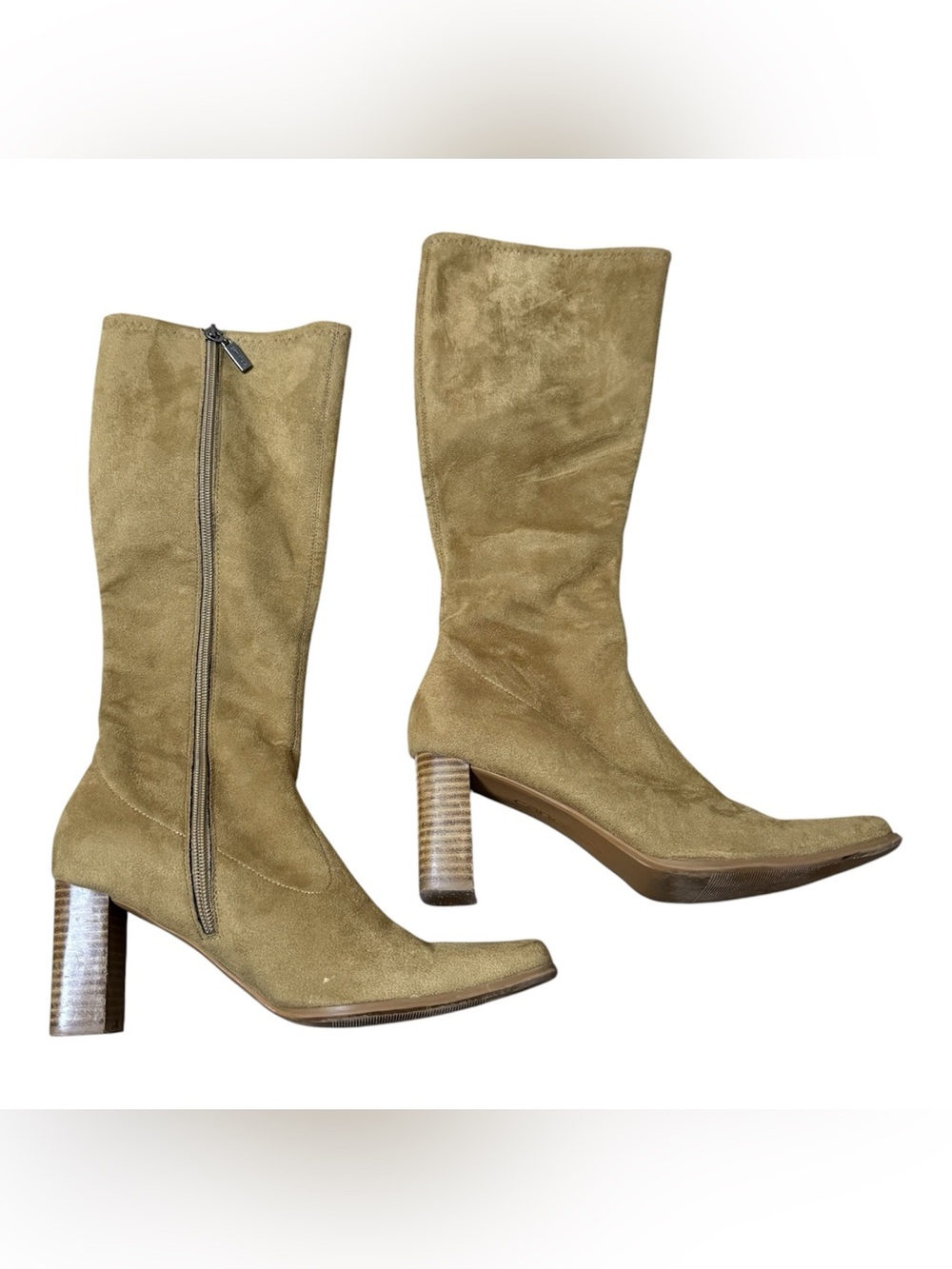 Vintage 90s Candie's Filly-Su Faux Suede Knee-High Boots Women’s 7.5 Y2K Chunky